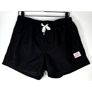Cake Bandit Swim Trunks Men Medium Black Lined Drawstring Packing Friendly Short